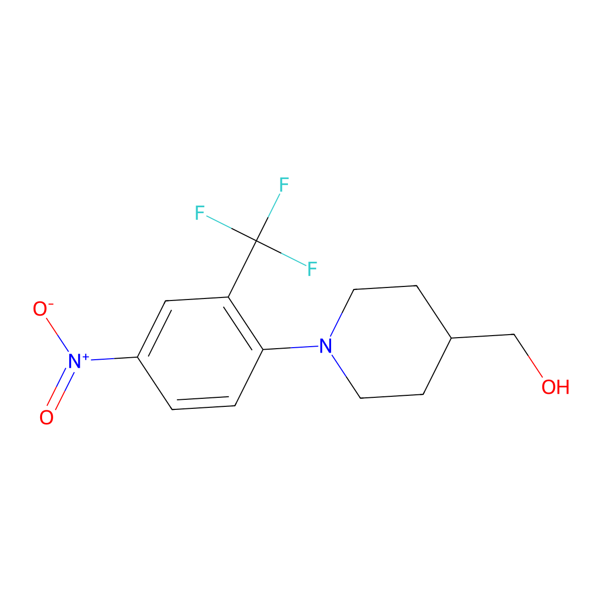 (1-(4-Nitro-2-(trifluoromethyl)phenyl)piperidin-4-yl)methanol molecular structure, CAS 1260780-77-5