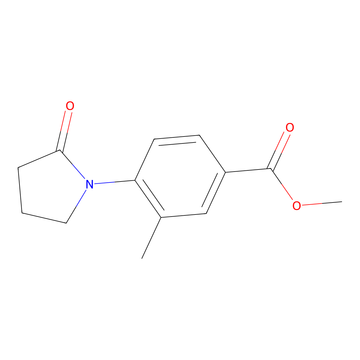 Methyl 3-methyl-4-(2-oxopyrrolidin-1-YL)benzoate molecular structure, CAS 1260780-98-0