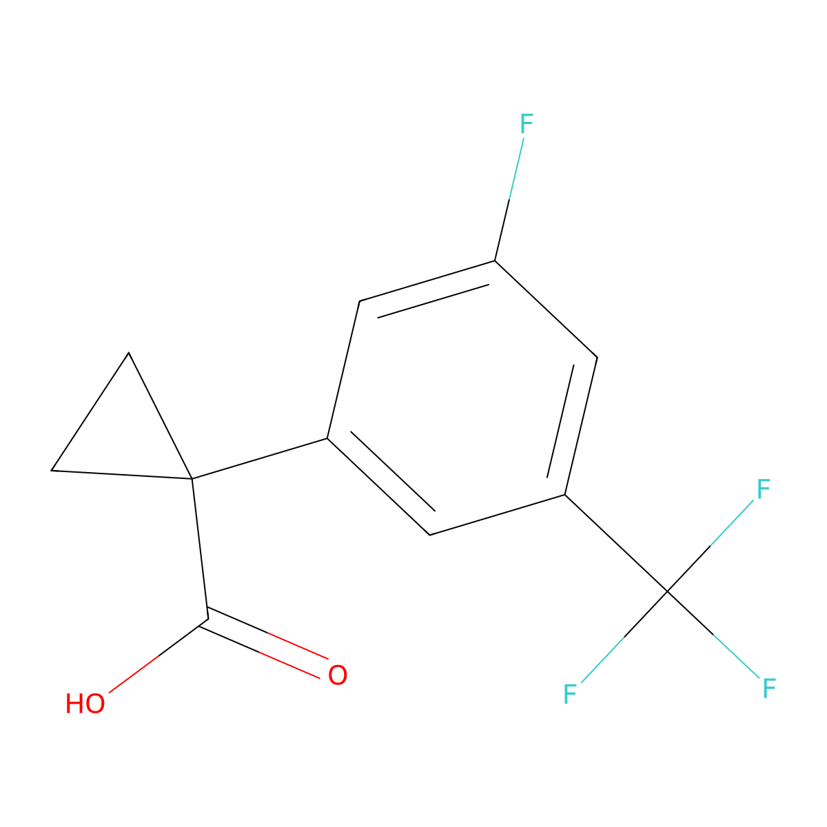 Cyclopropanecarboxylic acid, 1-[3-fluoro-5-(trifluoromethyl)phenyl]- molecular structure, CAS 1260780-99-1