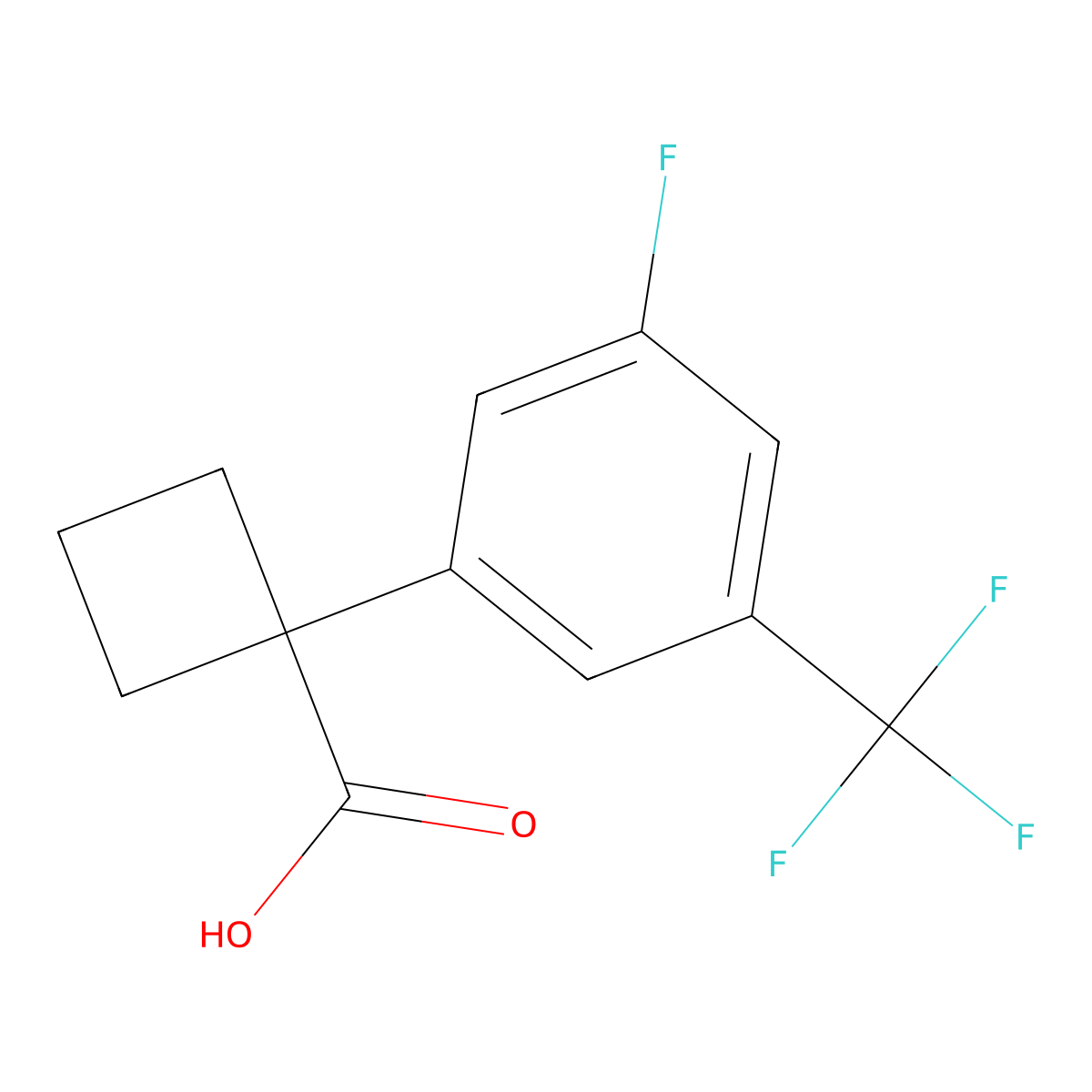 1-[3-Fluoro-5-(trifluoromethyl)phenyl]cyclobutane-1-carboxylic acid molecular structure, CAS 1260781-47-2