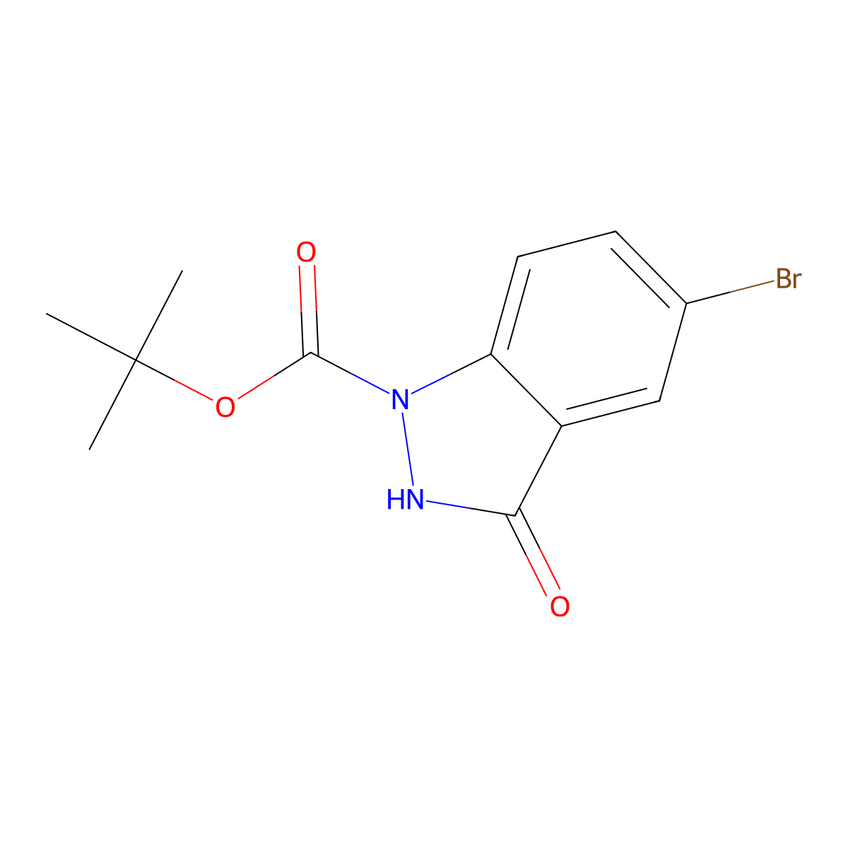 Tert-butyl 5-bromo-3-oxo-2H-indazole-1-carboxylate molecular structure, CAS 1260782-03-3