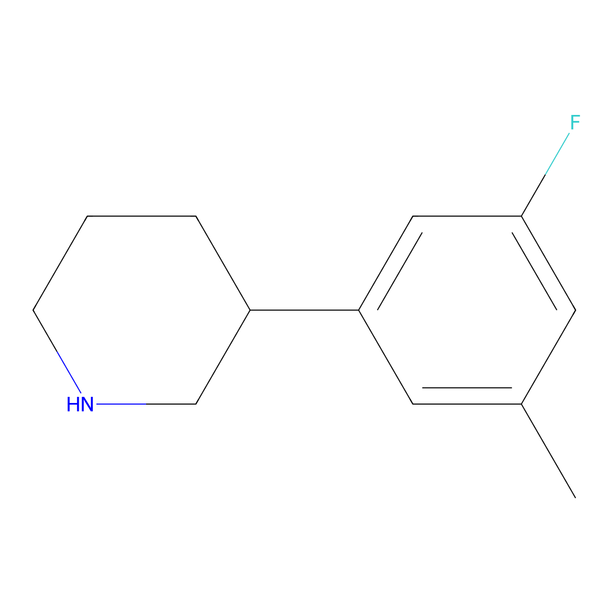 3-(3-Fluoro-5-methylphenyl)piperidine molecular structure, CAS 1260782-06-6