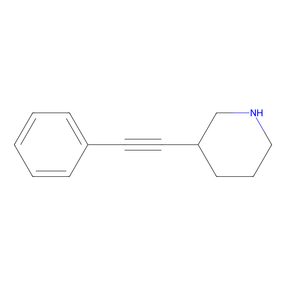 3-(Phenylethynyl)piperidine molecular structure, CAS 1260782-26-0