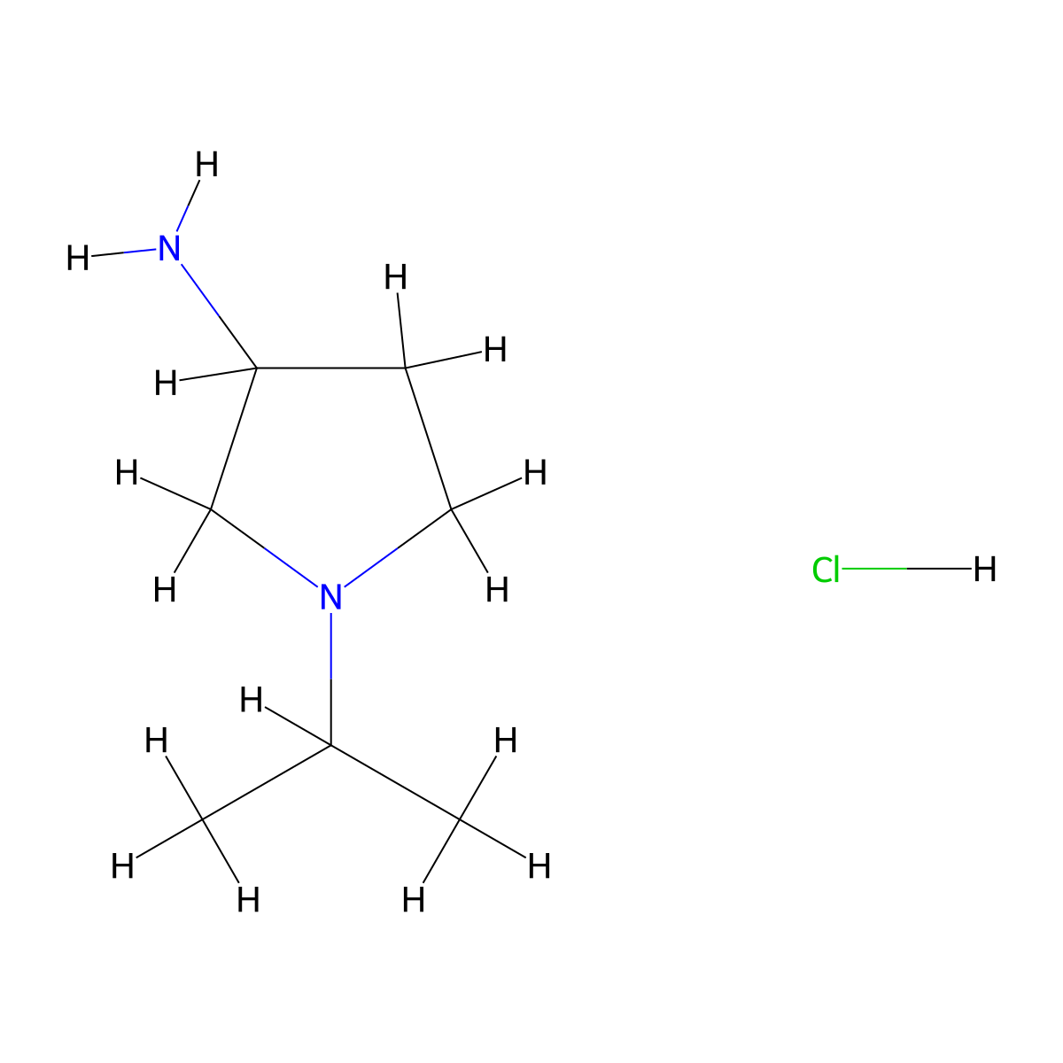 1-Isopropylpyrrolidin-3-amine hydrochloride molecular structure, CAS 1260783-80-9