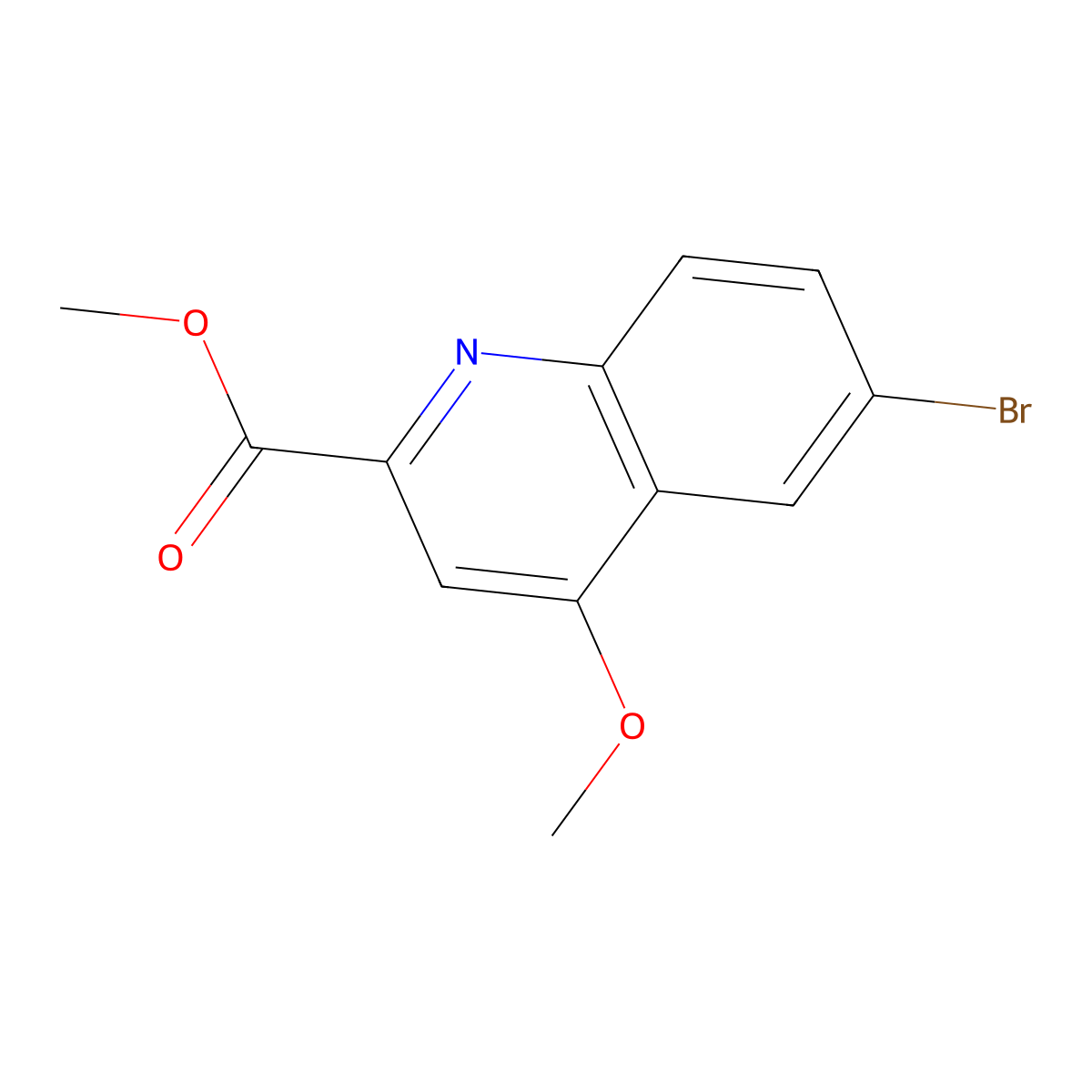 Methyl 6-bromo-4-methoxyquinoline-2-carboxylate molecular structure, CAS 1260784-07-3