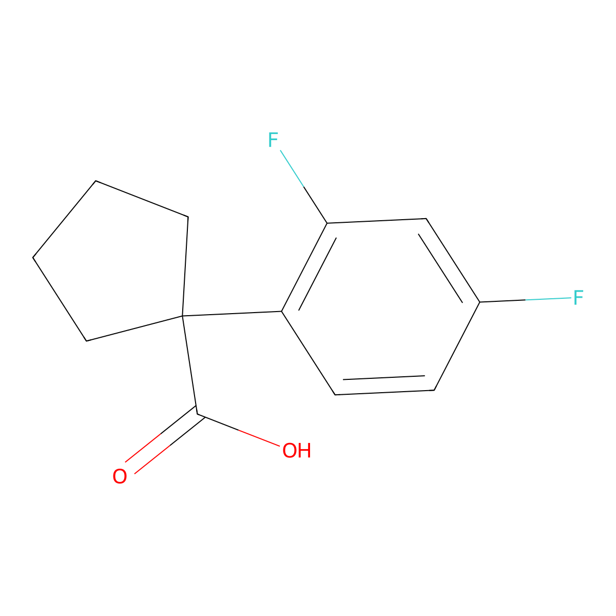 1-(2,4-Difluorophenyl)cyclopentane-1-carboxylic acid molecular structure, CAS 1260784-54-0
