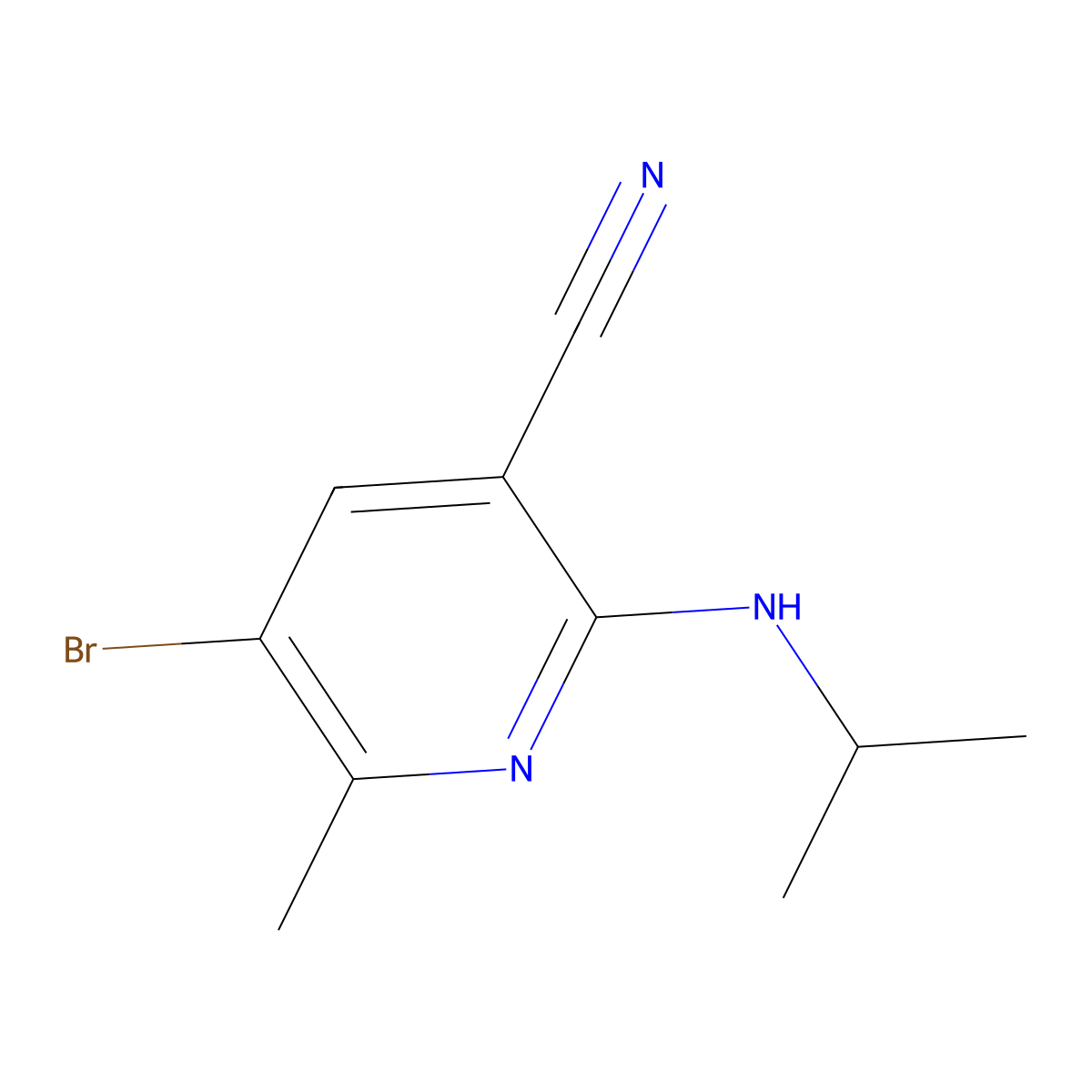 5-Bromo-2-(isopropylamino)-6-methylnicotinonitrile molecular structure, CAS 1260785-72-5