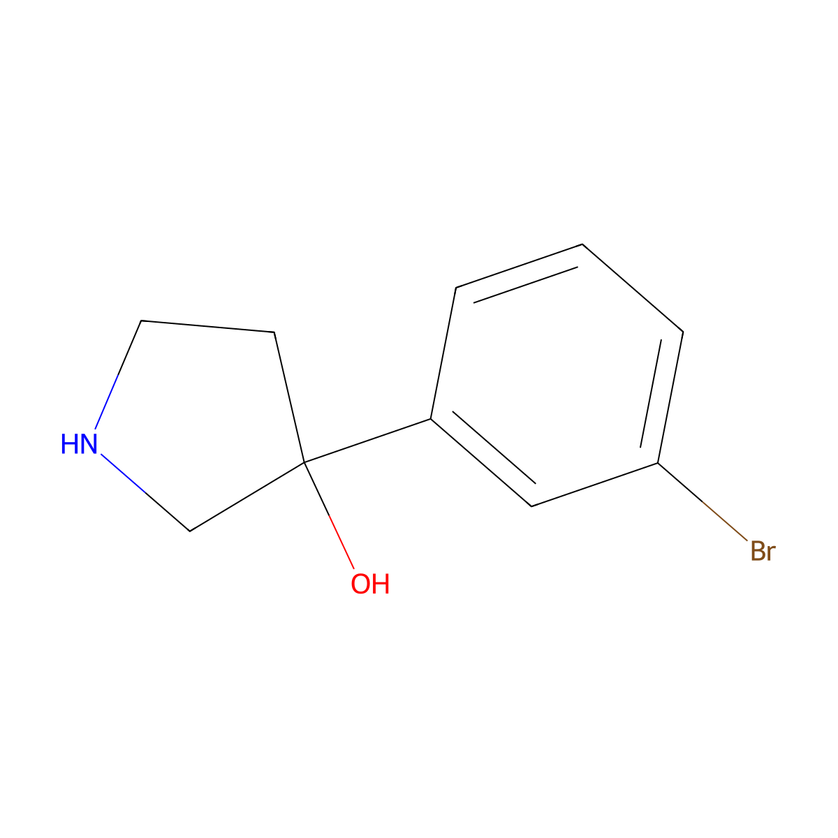3-(3-Bromophenyl)pyrrolidin-3-ol molecular structure, CAS 1260785-78-1
