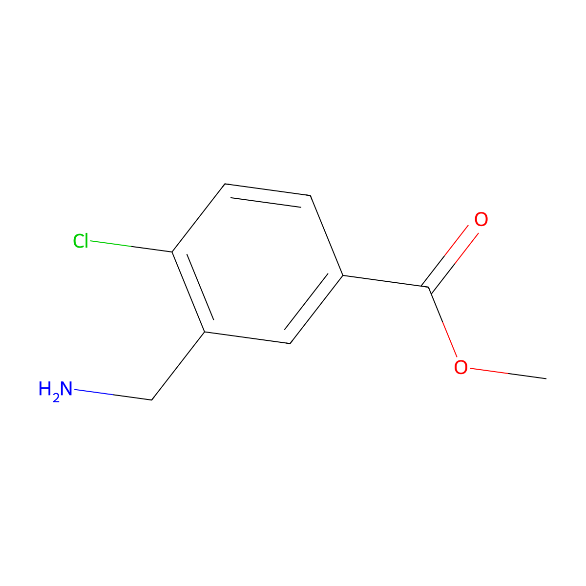 Methyl 3-(aminomethyl)-4-chlorobenzoate molecular structure, CAS 1260786-76-2