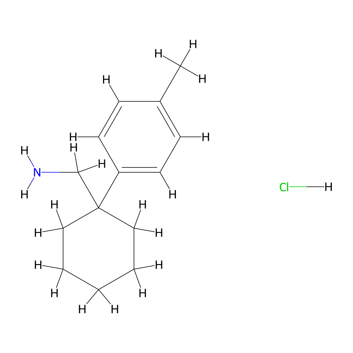 [1-(4-Methylphenyl)cyclohexyl]methanamine;hydrochloride molecular structure, CAS 1260787-70-9