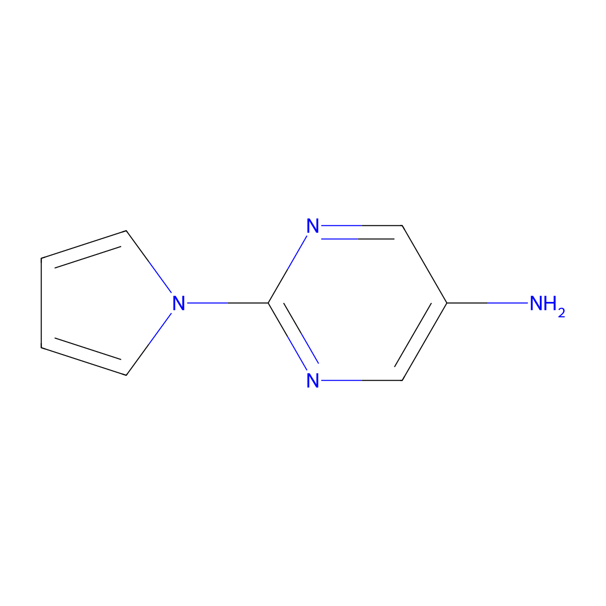 5-Amino-2-(1H-pyrrol-1-yl)pyrimidine molecular structure, CAS 1260788-70-2