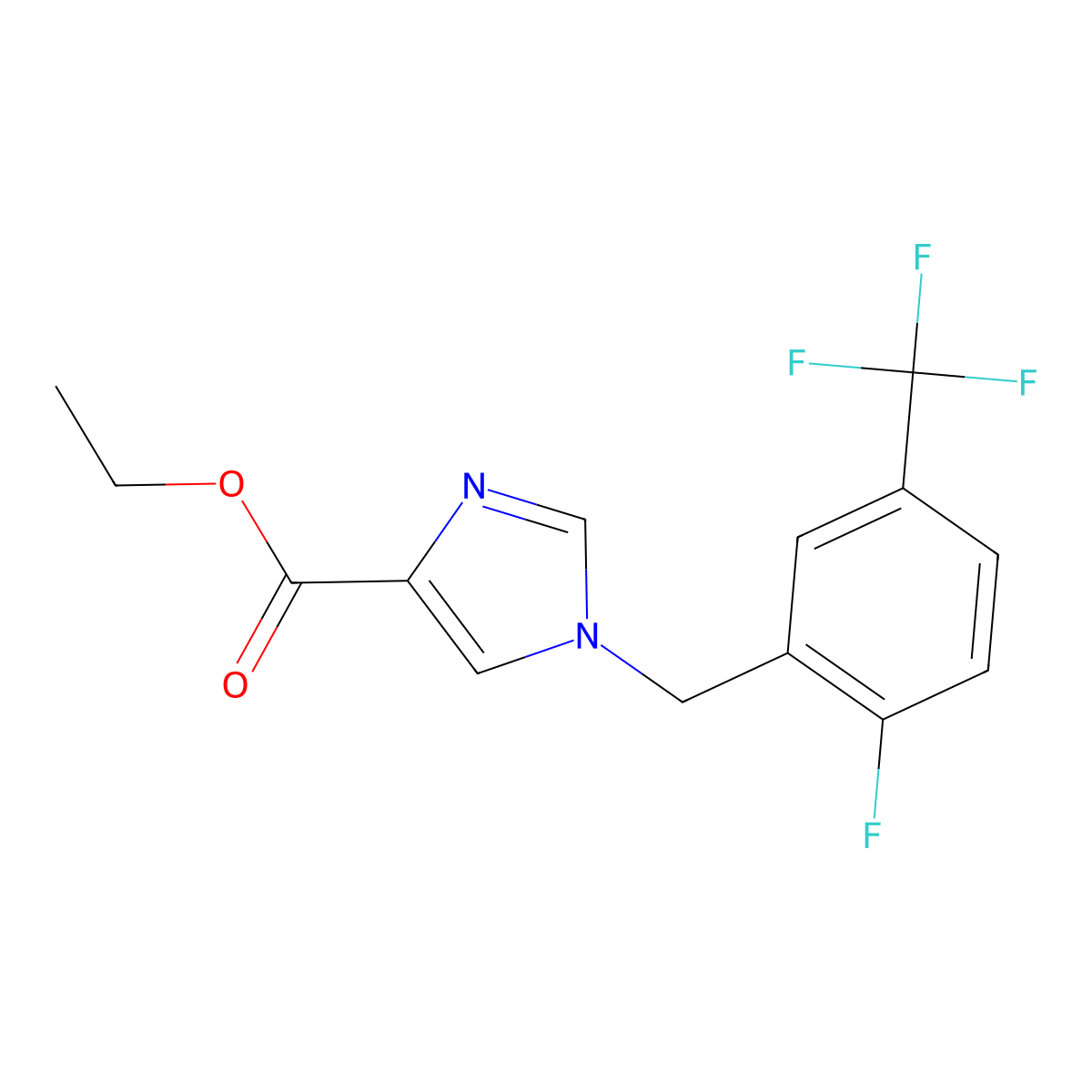 Ethyl 1-(2-fluoro-5-(trifluoromethyl)benzyl)-1H-imidazole-4-carboxylate molecular structure, CAS 1260789-05-6