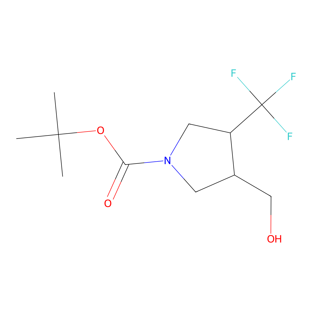 Tert-butyl 3-(hydroxymethyl)-4-(trifluoromethyl)pyrrolidine-1-carboxylate molecular structure, CAS 1260789-12-5