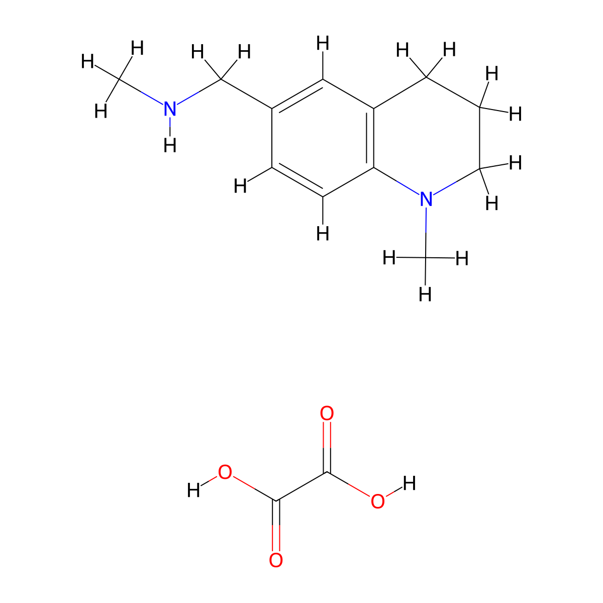 N-Methyl-1-(1-methyl-1,2,3,4-tetrahydro-6-quinolinyl)methanamine oxalate molecular structure, CAS 1260789-19-2