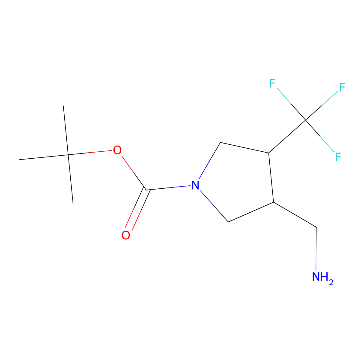 Tert-butyl 3-(aminomethyl)-4-(trifluoromethyl)pyrrolidine-1-carboxylate molecular structure, CAS 1260789-22-7