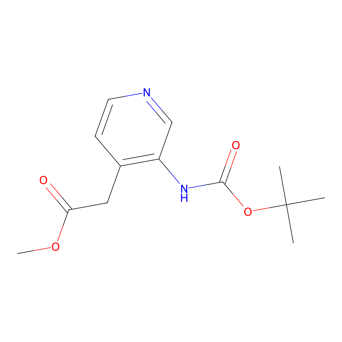 Methyl 2-(3-((tert-butoxycarbonyl)amino)pyridin-4-yl)acetate molecular structure, CAS 1260789-40-9