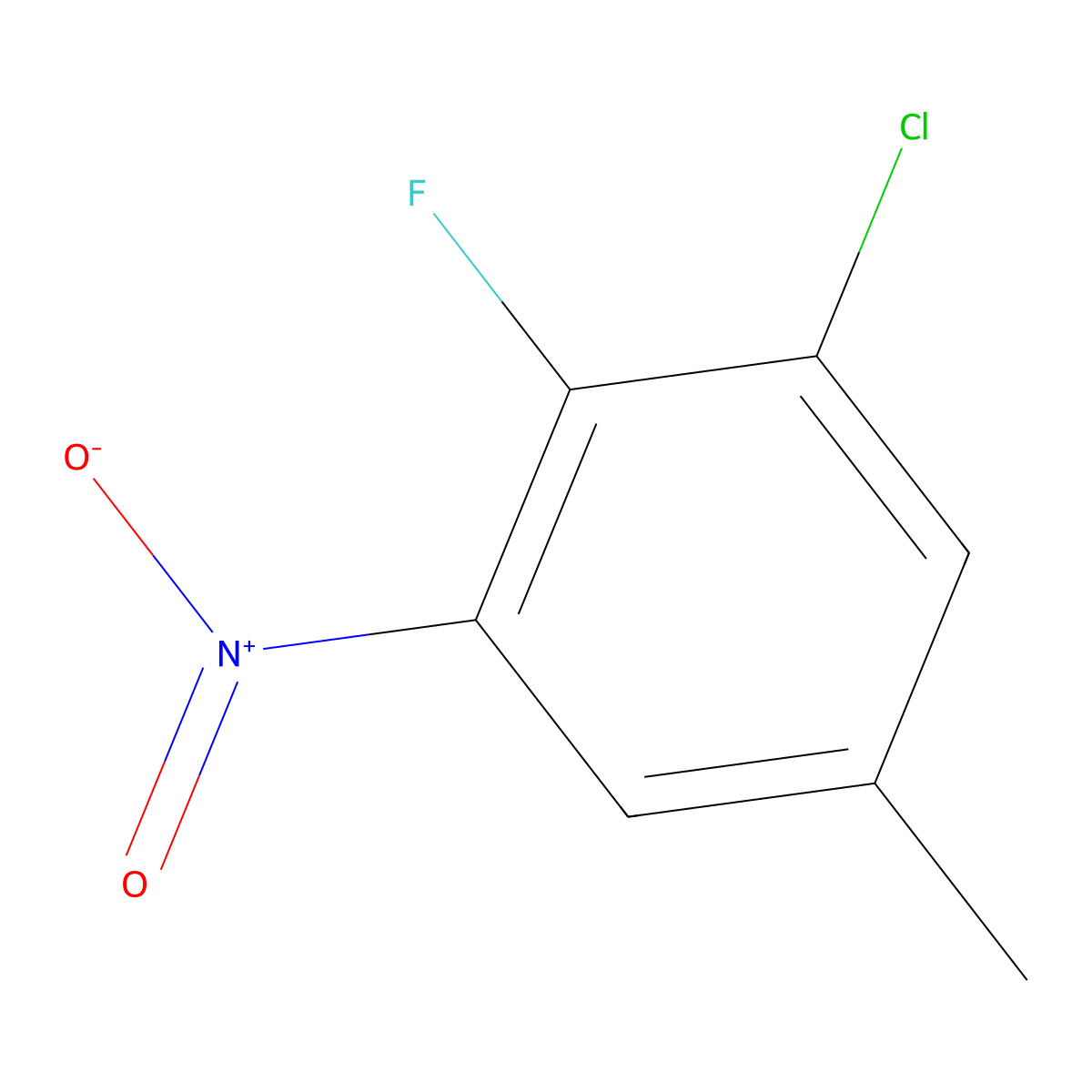 1-Chloro-2-fluoro-5-methyl-3-nitrobenzene molecular structure, CAS 1260790-51-9