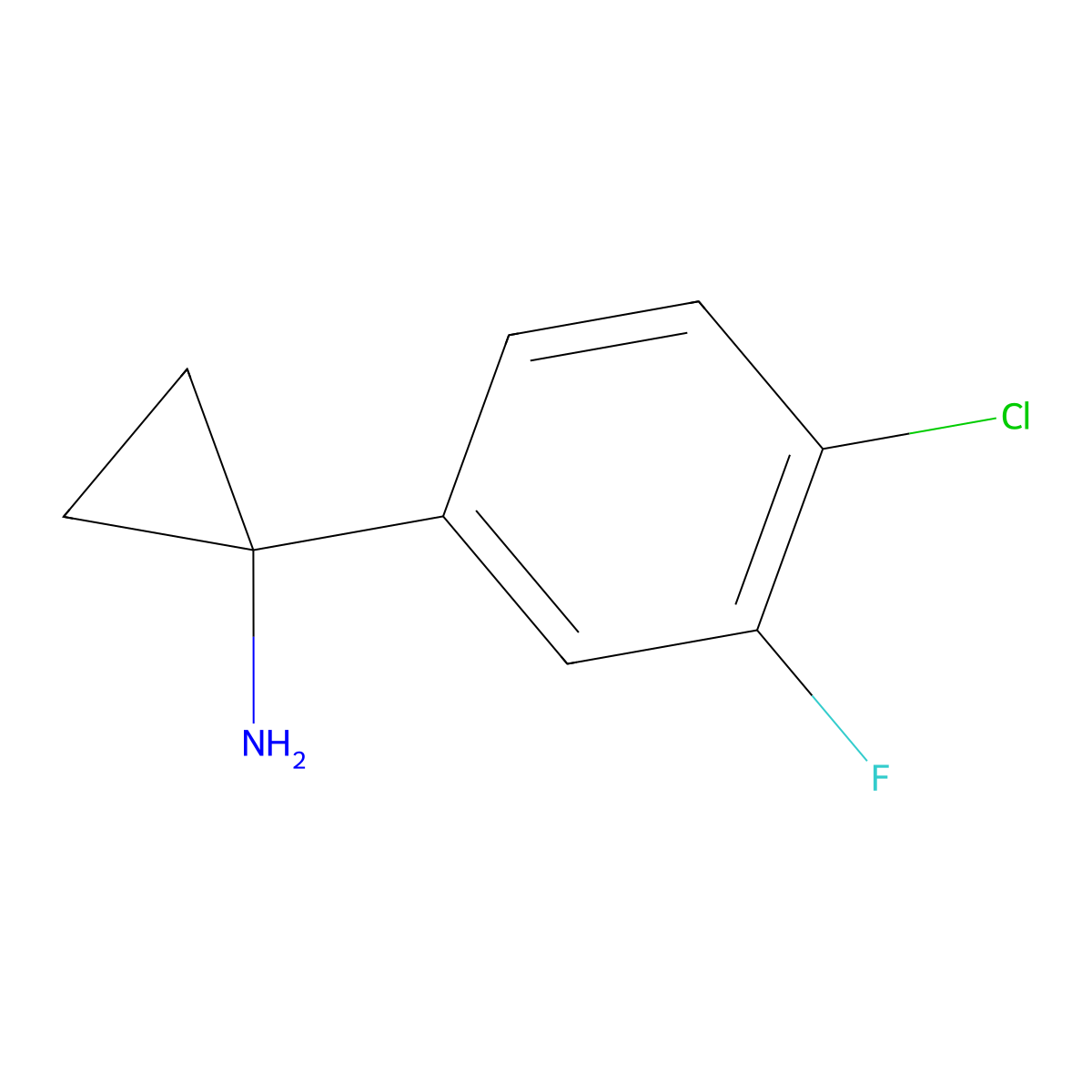 1-(4-Chloro-3-fluorophenyl)cyclopropanamine molecular structure, CAS 1260790-76-8