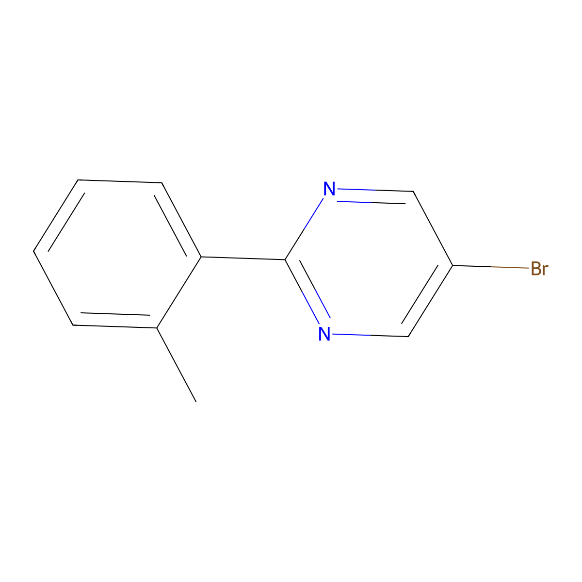 Pyrimidine, 5-bromo-2-(2-methylphenyl)- molecular structure, CAS 1260790-93-9