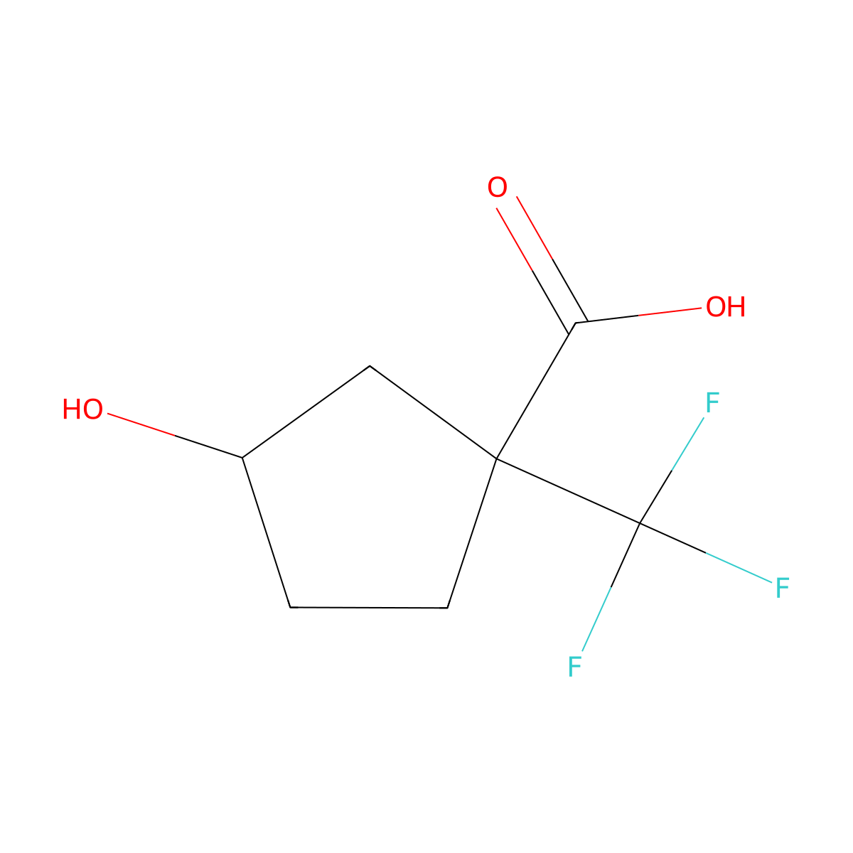3-Hydroxy-1-(trifluoromethyl)cyclopentane-1-carboxylic acid molecular structure, CAS 1260791-12-5