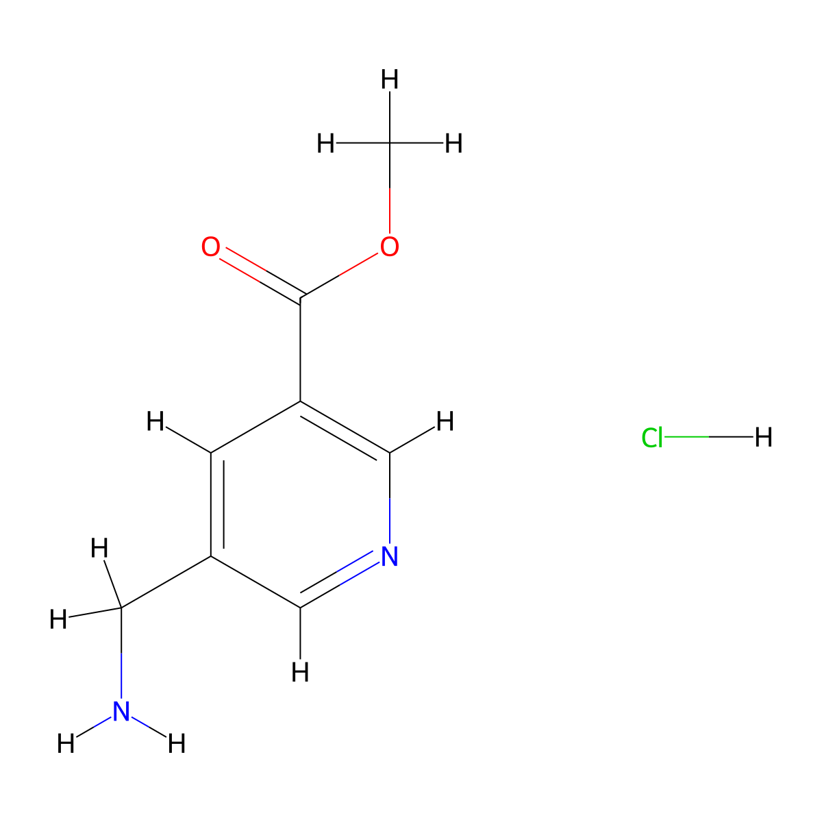 Methyl 5-(aminomethyl)nicotinate hydrochloride molecular structure, CAS 1260791-59-0