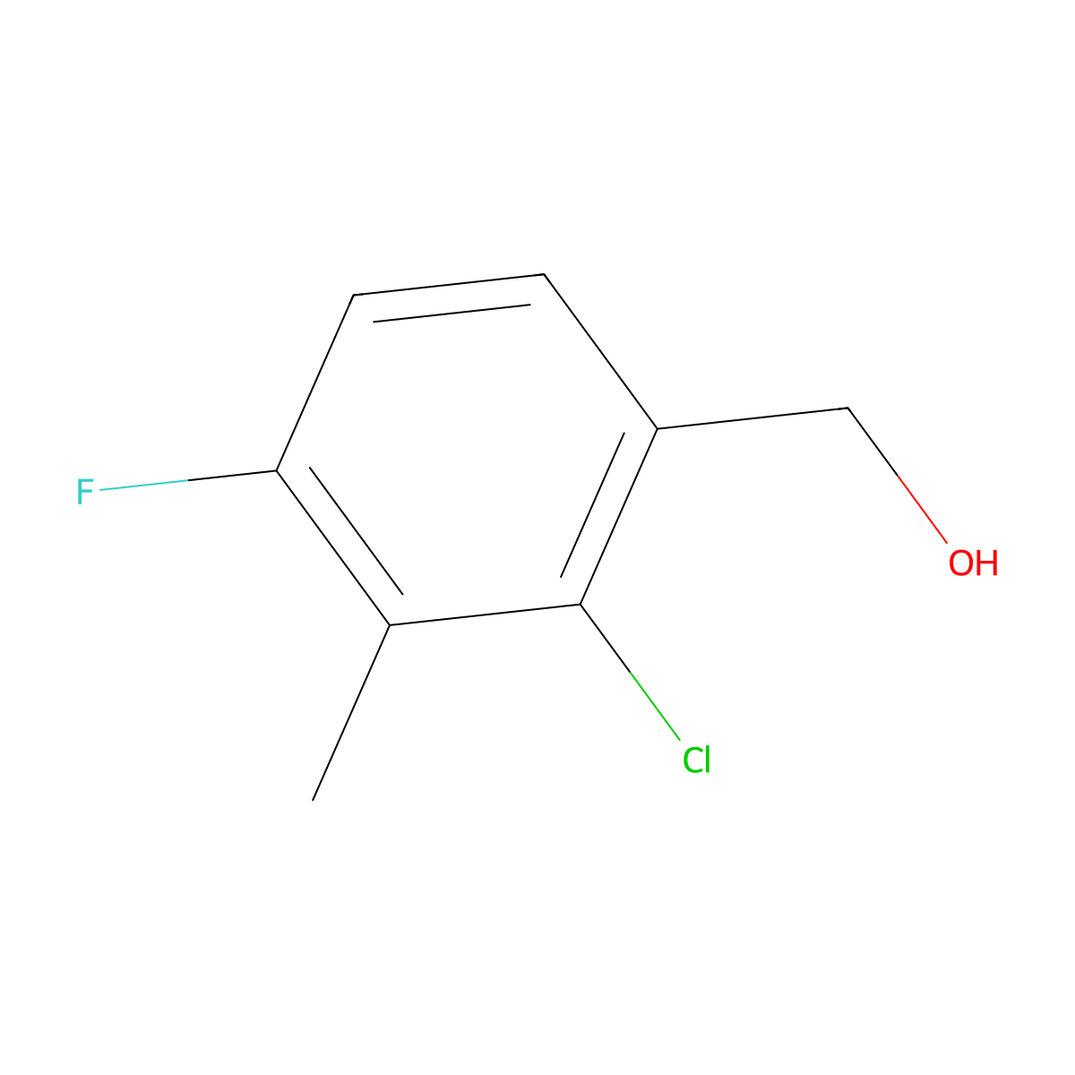 (2-Chloro-4-fluoro-3-methylphenyl)methanol molecular structure, CAS 1260791-81-8