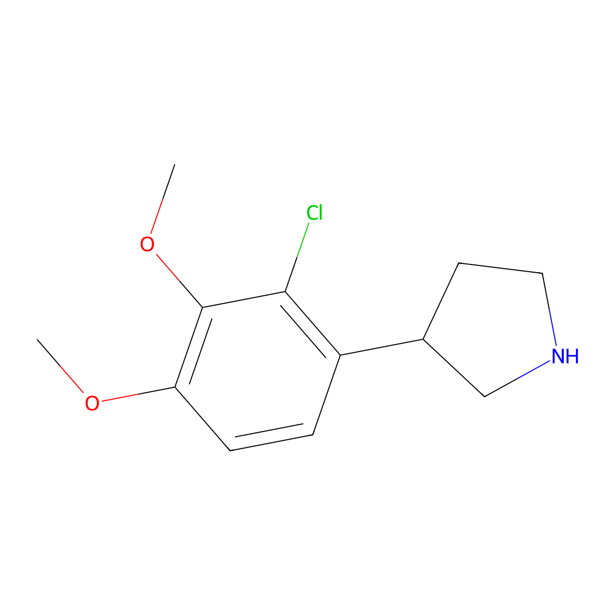 3-(2-Chloro-3,4-dimethoxyphenyl)pyrrolidine molecular structure, CAS 1260792-62-8
