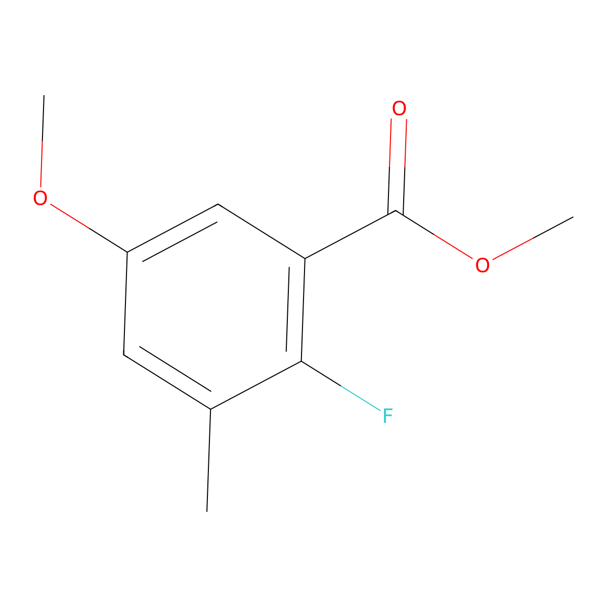 Methyl 2-fluoro-5-methoxy-3-methylbenzoate molecular structure, CAS 1260793-23-4