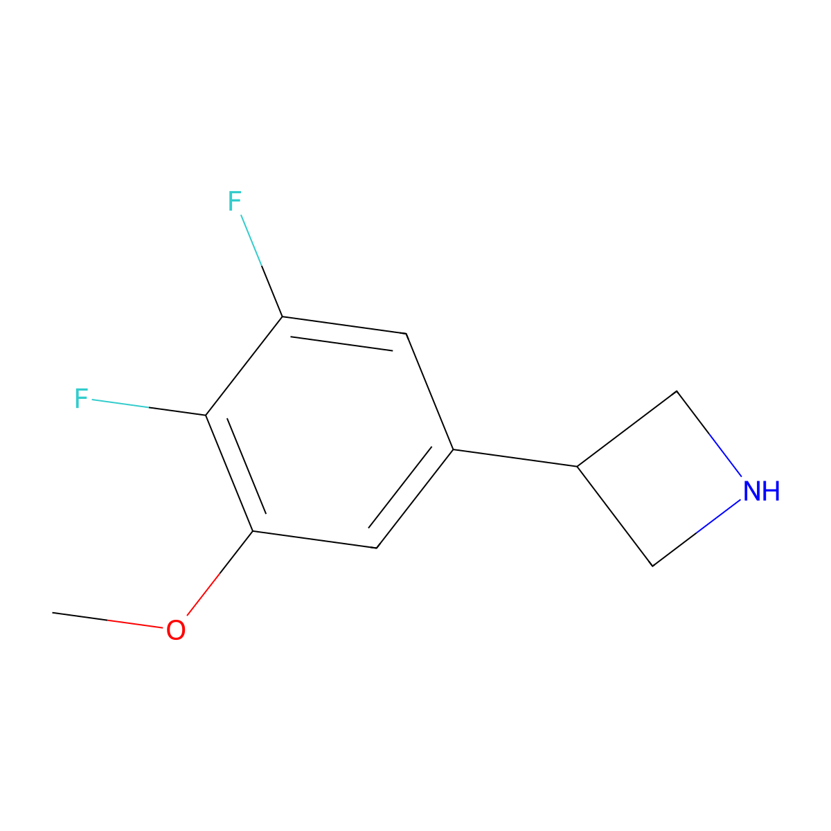 3-(3,4-Difluoro-5-methoxyphenyl)azetidine molecular structure, CAS 1260793-24-5