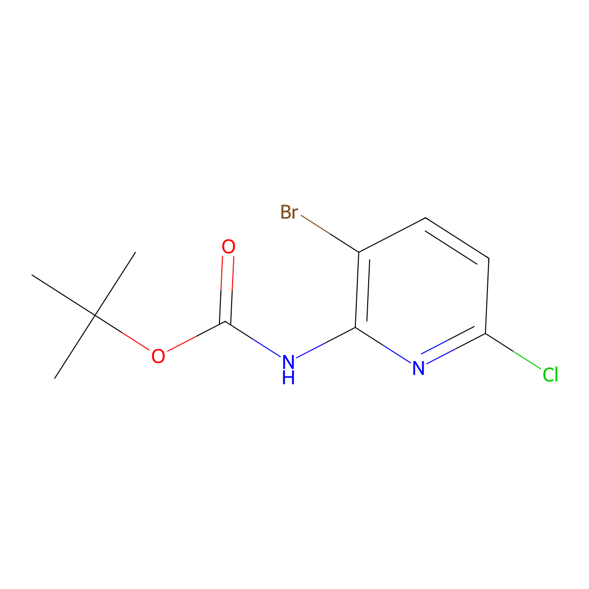 tert-Butyl (3-bromo-6-chloropyridin-2-yl)carbamate molecular structure, CAS 1260793-39-2