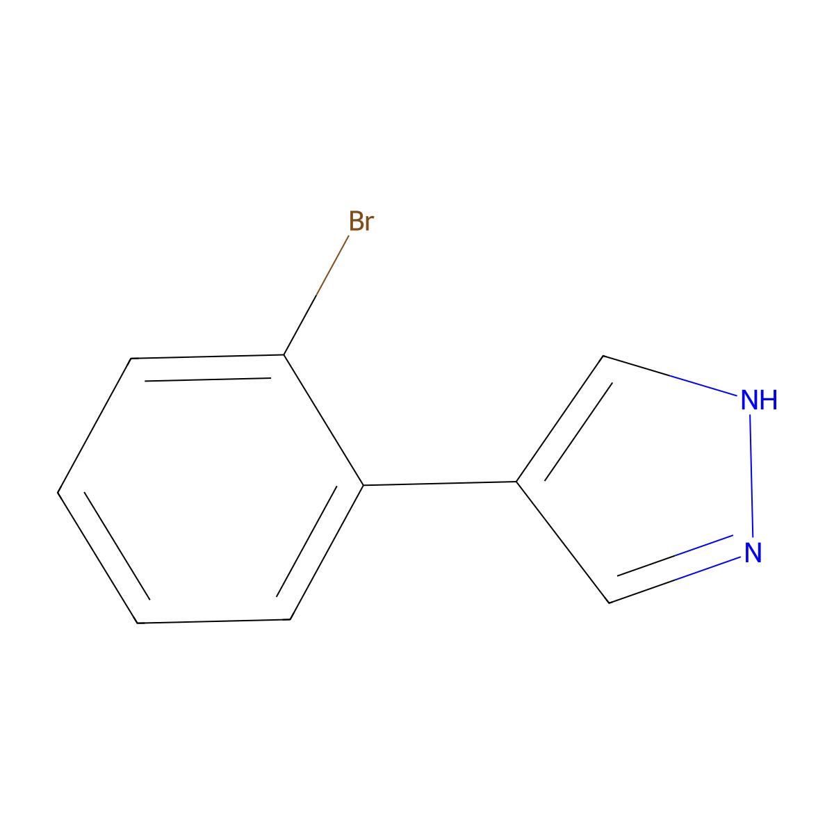 4-(2-bromophenyl)-1H-pyrazole molecular structure, CAS 1260795-26-3