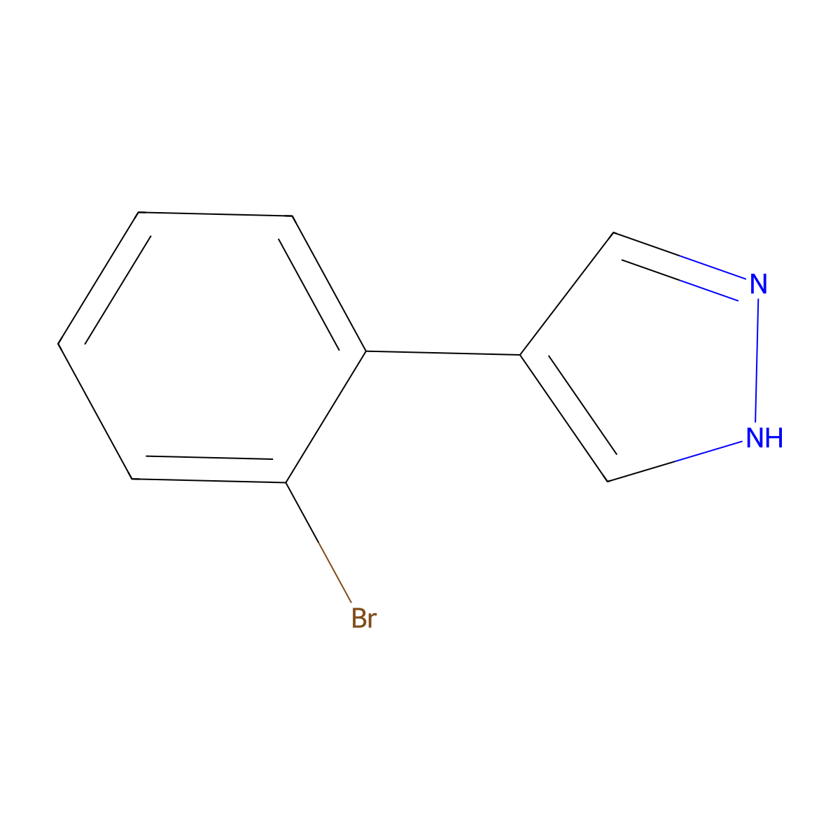 4-(2-bromophenyl)-1H-pyrazole molecular structure, CAS 1260795-26-3