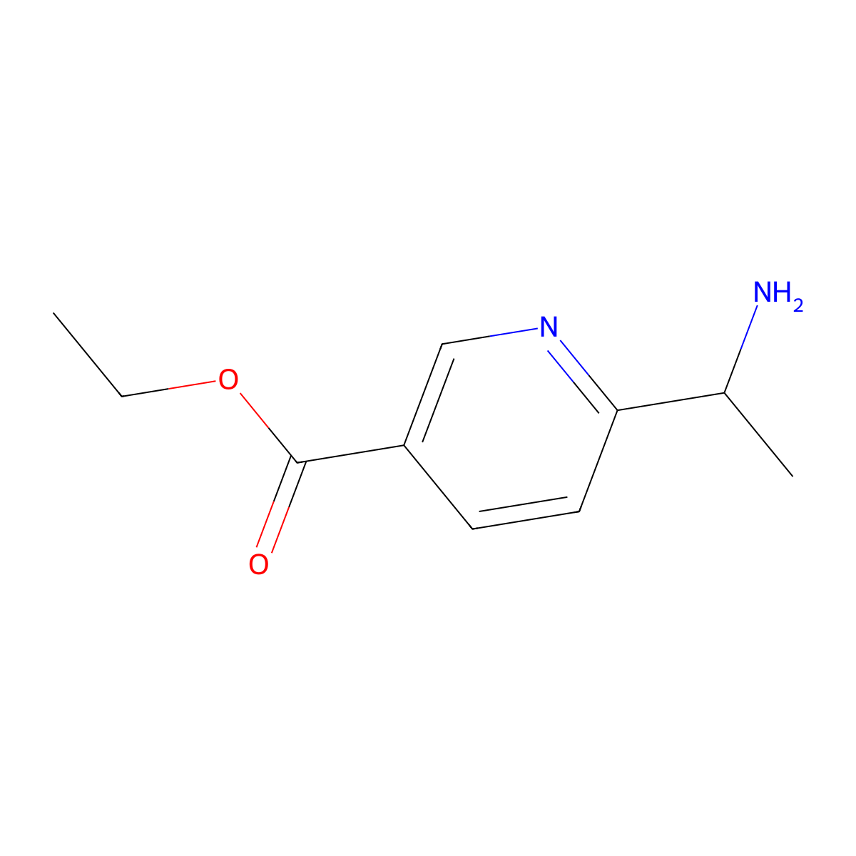 Ethyl 6-(1-aminoethyl)pyridine-3-carboxylate molecular structure, CAS 1260795-35-4
