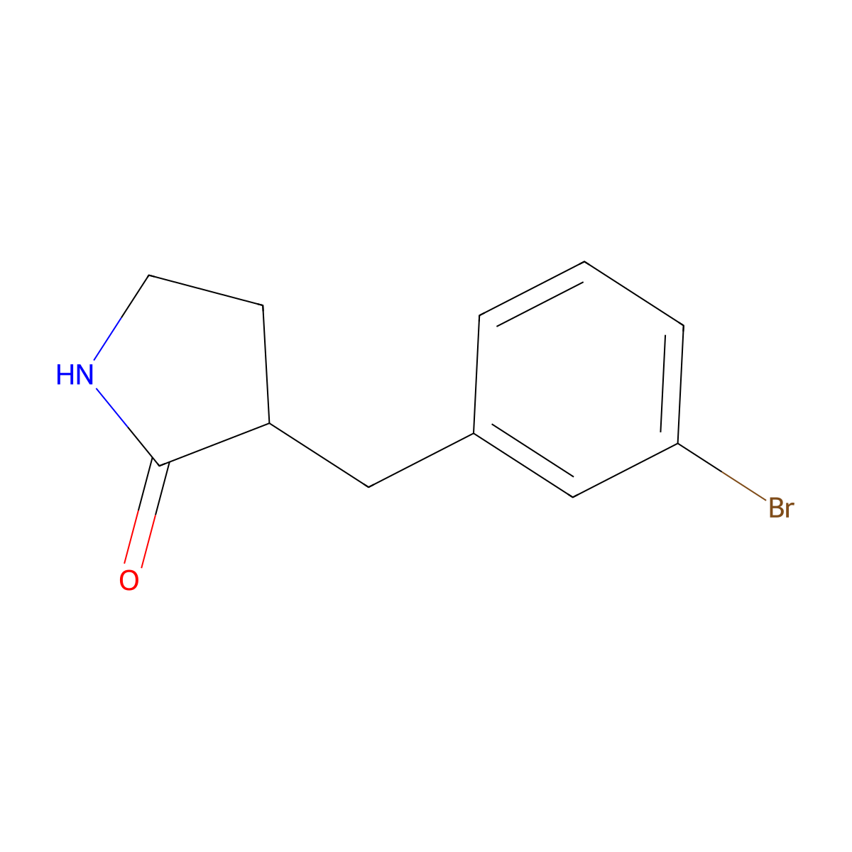 3-[(3-Bromophenyl)methyl]pyrrolidin-2-one molecular structure, CAS 1260795-36-5