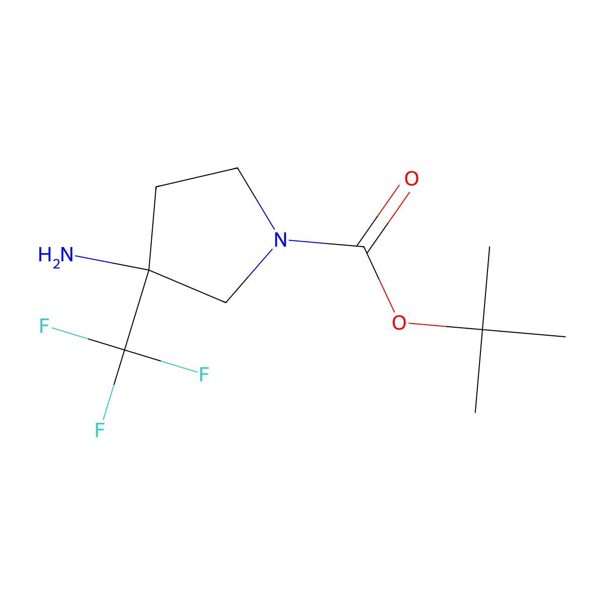 Tert-butyl 3-amino-3-(trifluoromethyl)pyrrolidine-1-carboxylate molecular structure, CAS 1260795-79-6