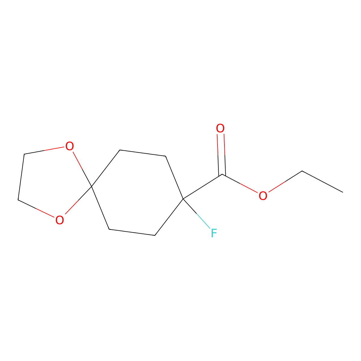 Ethyl 8-fluoro-1,4-dioxaspiro[4.5]decane-8-carboxylate molecular structure, CAS 1260796-05-1