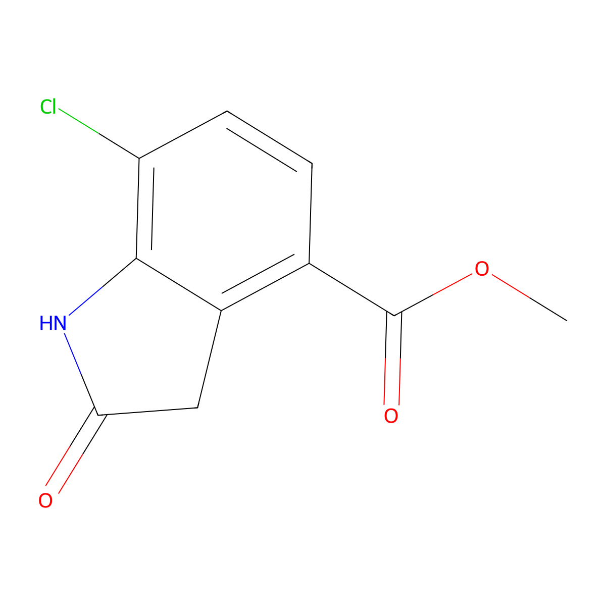 Methyl 7-chloro-2-oxoindoline-4-carboxylate molecular structure, CAS 1260796-71-1
