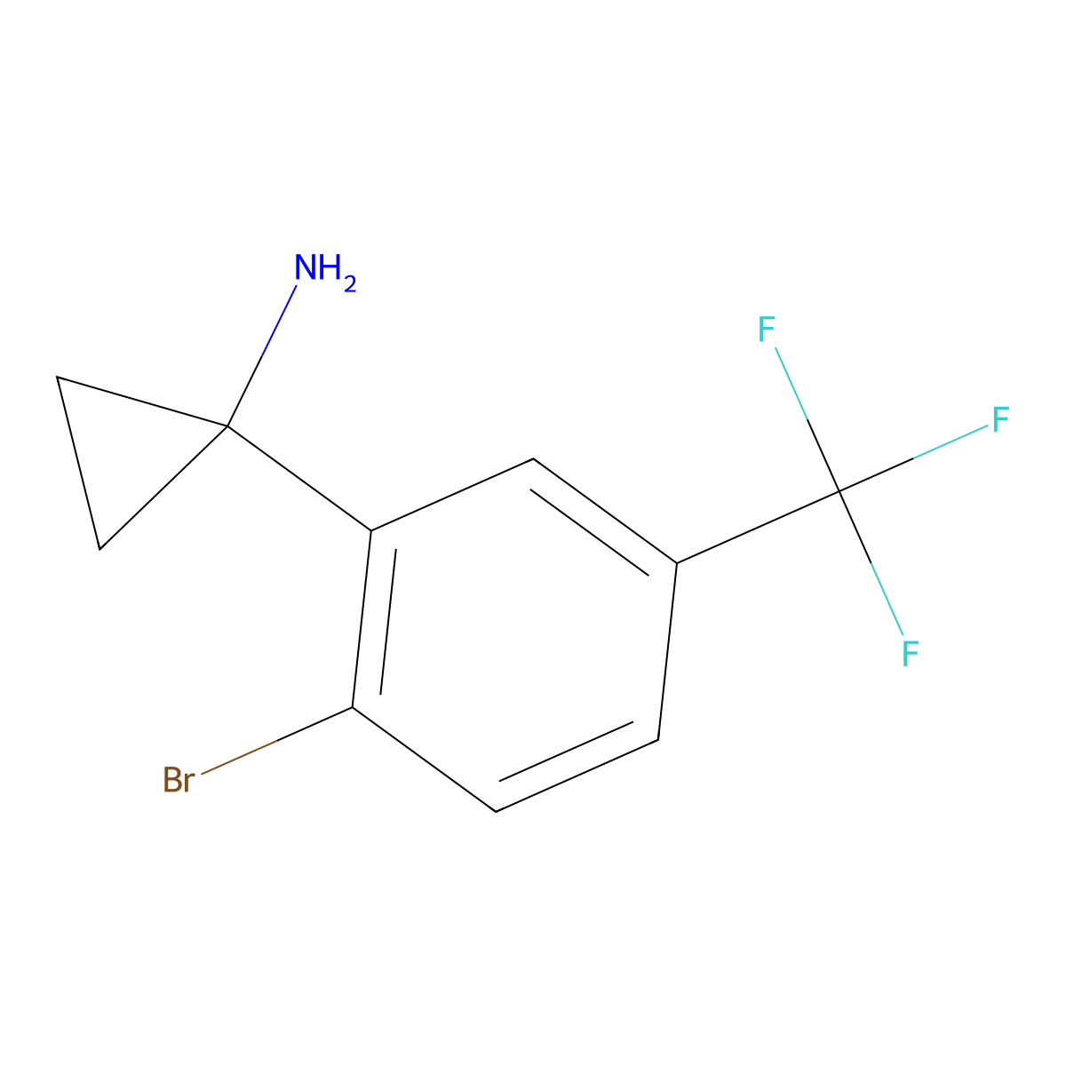 1-[2-Bromo-5-(trifluoromethyl)phenyl]cyclopropan-1-amine molecular structure, CAS 1260797-00-9