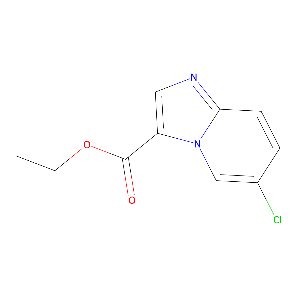Ethyl 6-chloroimidazo[1,2-a]pyridine-3-carboxylate molecular structure, CAS 1260797-60-1