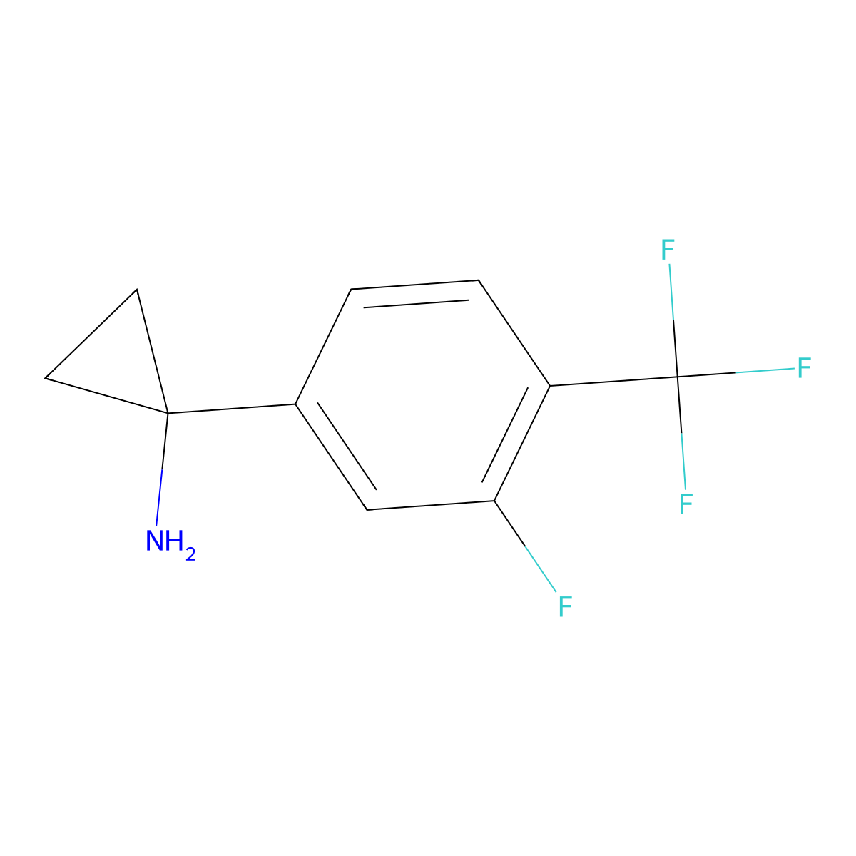 1-(3-Fluoro-4-(trifluoromethyl)phenyl)cyclopropan-1-amine molecular structure, CAS 1260797-84-9