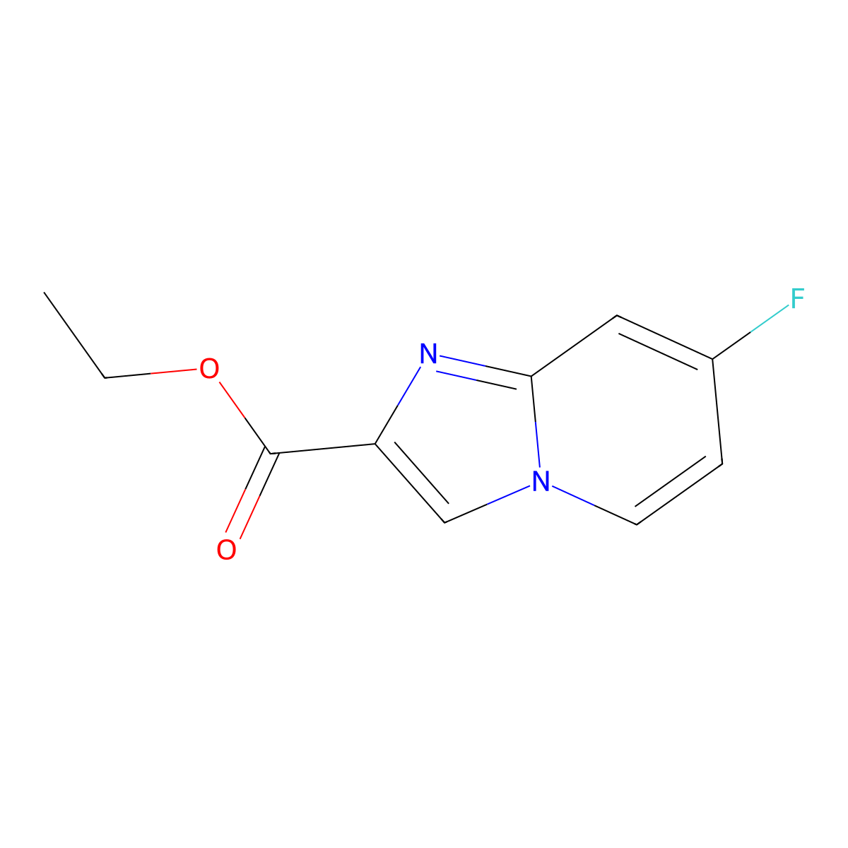 Ethyl 7-fluoroimidazo[1,2-a]pyridine-2-carboxylate molecular structure, CAS 1260798-14-8