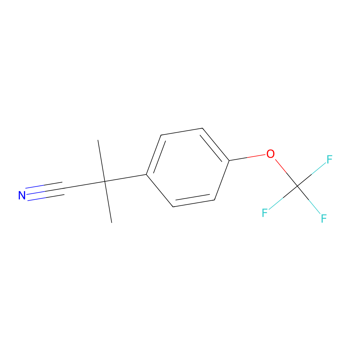 2-Methyl-2-[4-(trifluoromethoxy)phenyl]propanenitrile molecular structure, CAS 1260798-94-4
