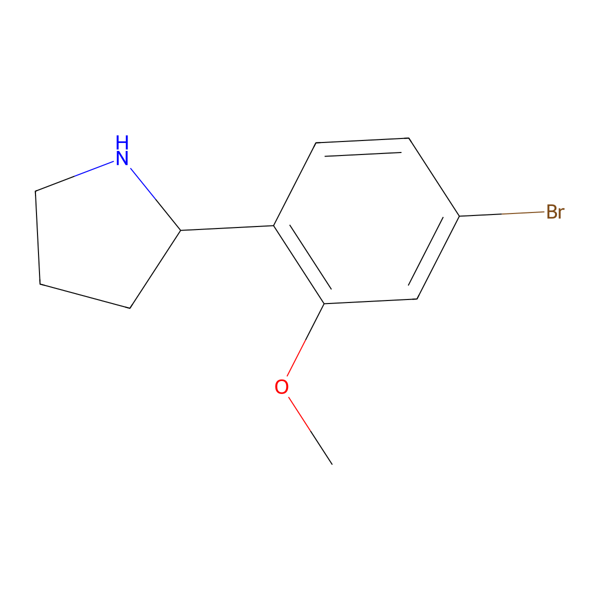 2-(4-Bromo-2-methoxyphenyl)pyrrolidine molecular structure, CAS 1260800-76-7