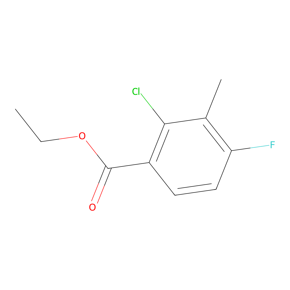 Ethyl 2-chloro-4-fluoro-3-methylbenzoate molecular structure, CAS 1260800-83-6