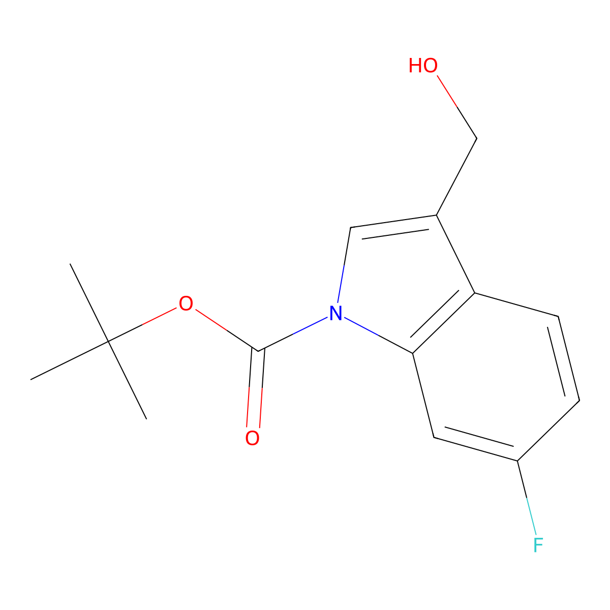 Tert-butyl 6-fluoro-3-(hydroxymethyl)-1H-indole-1-carboxylate molecular structure, CAS 1260801-80-6