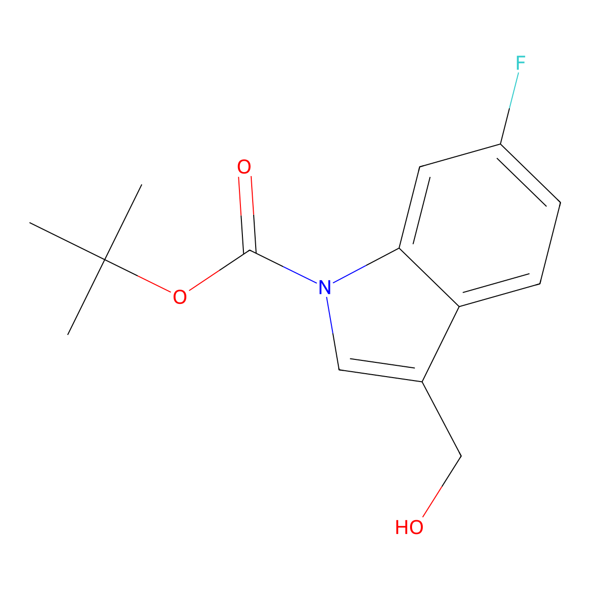 Tert-butyl 6-fluoro-3-(hydroxymethyl)-1H-indole-1-carboxylate molecular structure, CAS 1260801-80-6