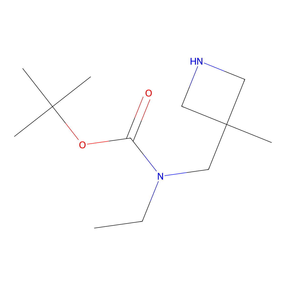 tert-butyl N-ethyl-N-[(3-methylazetidin-3-yl)methyl]carbamate molecular structure, CAS 1260802-36-5