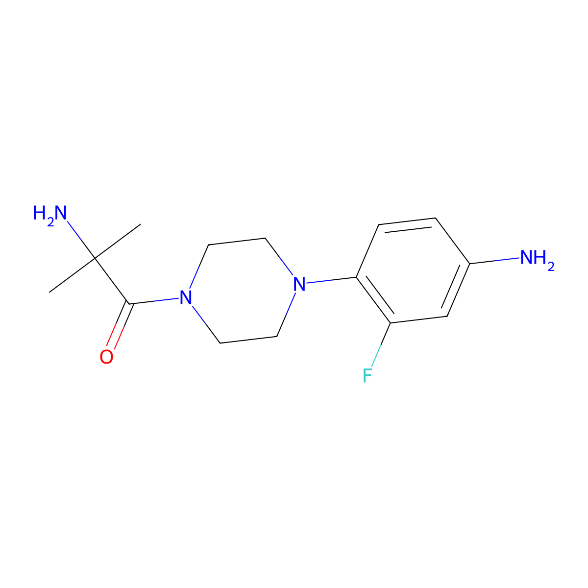 2-Amino-1-[4-(4-amino-2-fluorophenyl)-1-piperazinyl]-2-methyl-1-propanone molecular structure, CAS 1260802-41-2