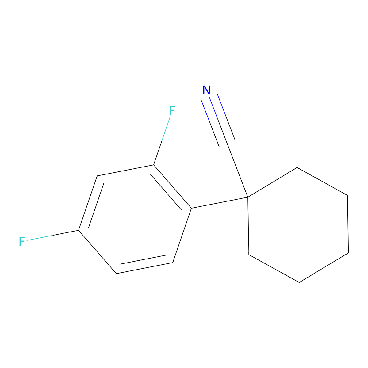 1-(2,4-Difluorophenyl)cyclohexane-1-carbonitrile molecular structure, CAS 1260802-64-9