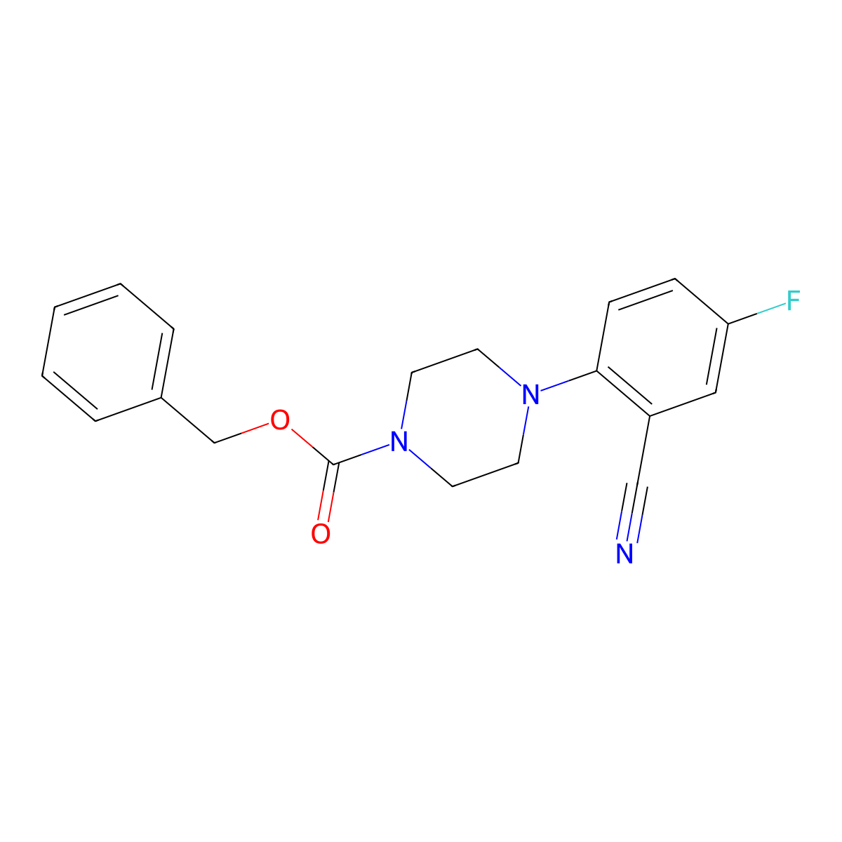 Benzyl 4-(2-cyano-4-fluorophenyl)piperazine-1-carboxylate molecular structure, CAS 1260802-66-1